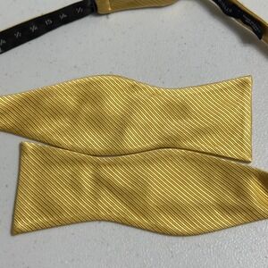 Cremieux Gold Yellow Striped Silk Bow Tie Adjustable Length Party Formal Wedding